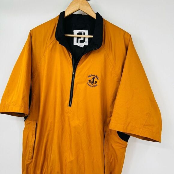 Footjoy Dryjoys Golf Windbreaker Jacket Orange Polyester Half Zip Men's Large - Picture 4 of 8